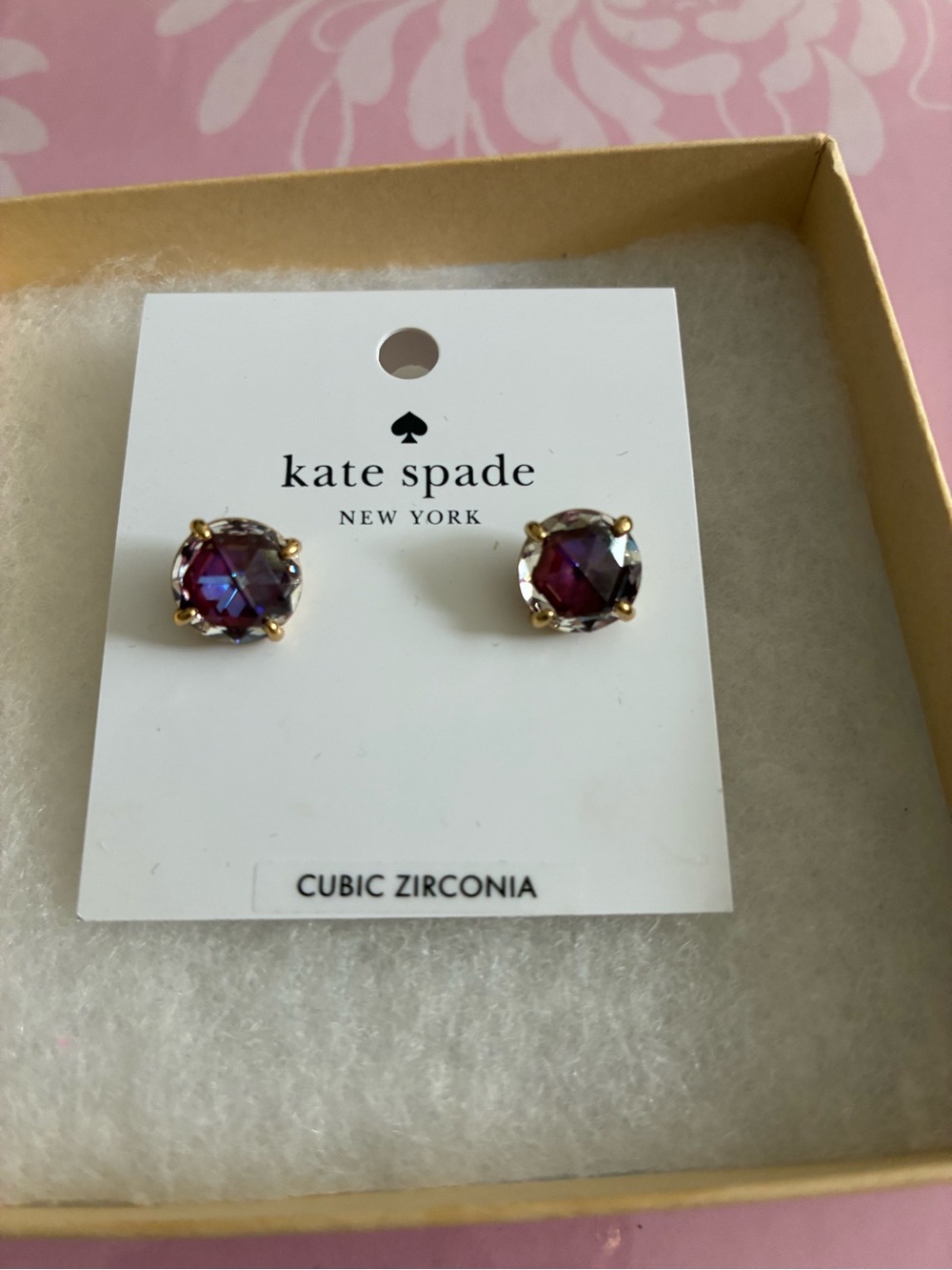 kate spade Purple Faceted Cubic Zirconia Gold-Tone Stud Earrings